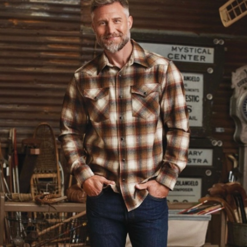 Vintage 🤠 1970’s Wool Plaid Shirt Jacket Men’s Button Casual Country Western